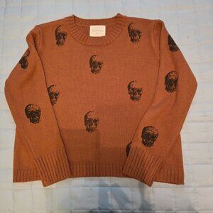 PANACHE APPAREL long sleeve sweater with skulls in camel Sz S